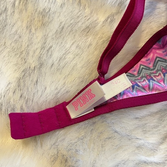 Victoria’s Secret Pink Magenta Tribal Print Wear Everywhere Push Up Bra 34C - Picture 5 of 5